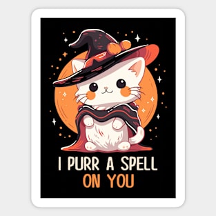 Funny Cat Pun Witch Spell Graphic Men Kids Women Halloween Magnet